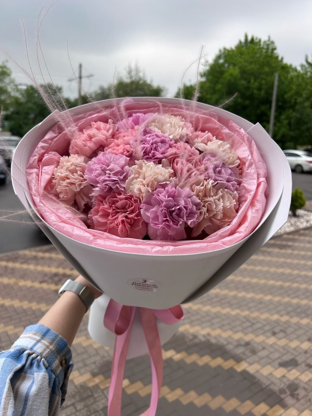 Микс диантусов в розовой гамме